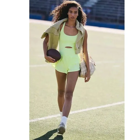 NWOT Free People Movement X Free People Righteous Runsie in Sour Citrus - Picture 2 of 10